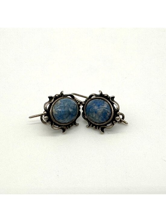 CM Jewelry - Vintage Sterling Silver Earrings Blue Sodalite Stone Boho Southwest Festival